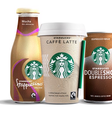Chilled coffee from Starbucks with milk from Arla Foods