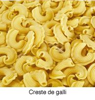 Tipos de pasta. Creste di galli