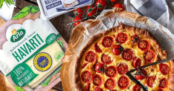 Quiche de espinacas, queso y cherrys