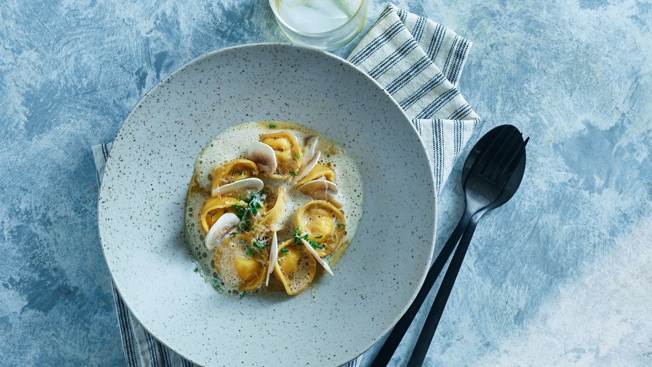 tortellini met paddenstoelen