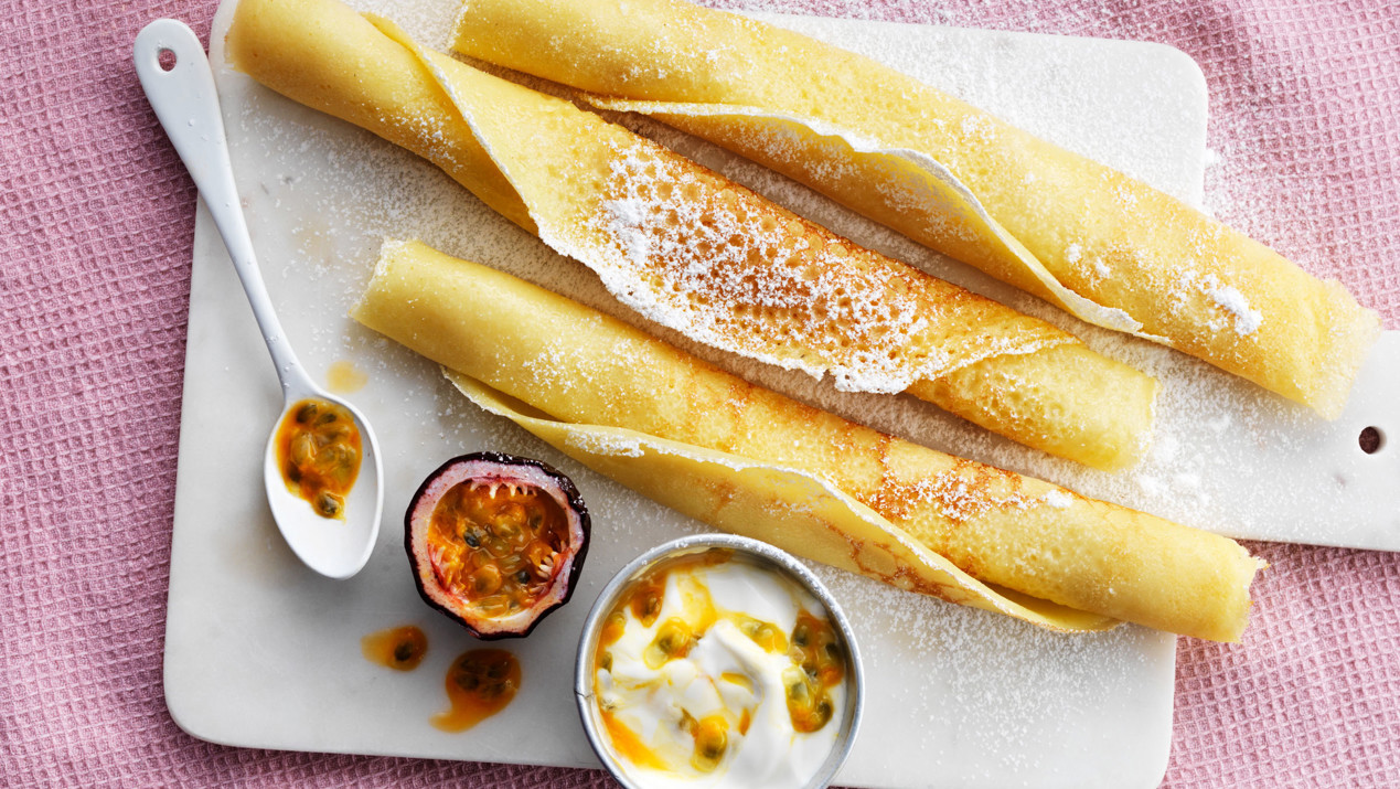 Glutenvrije pannenkoek met passievrucht