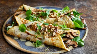 Crêpepannenkoeken met blauwe kaas