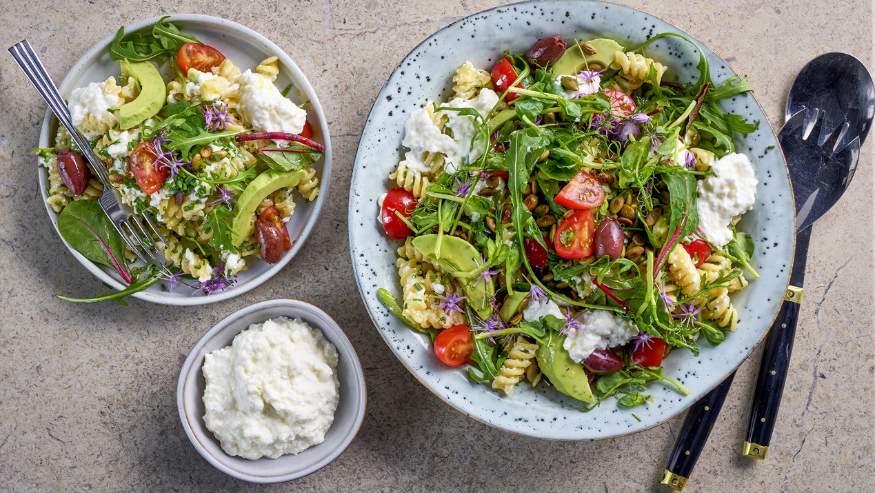 pastasalade met cottagecheese