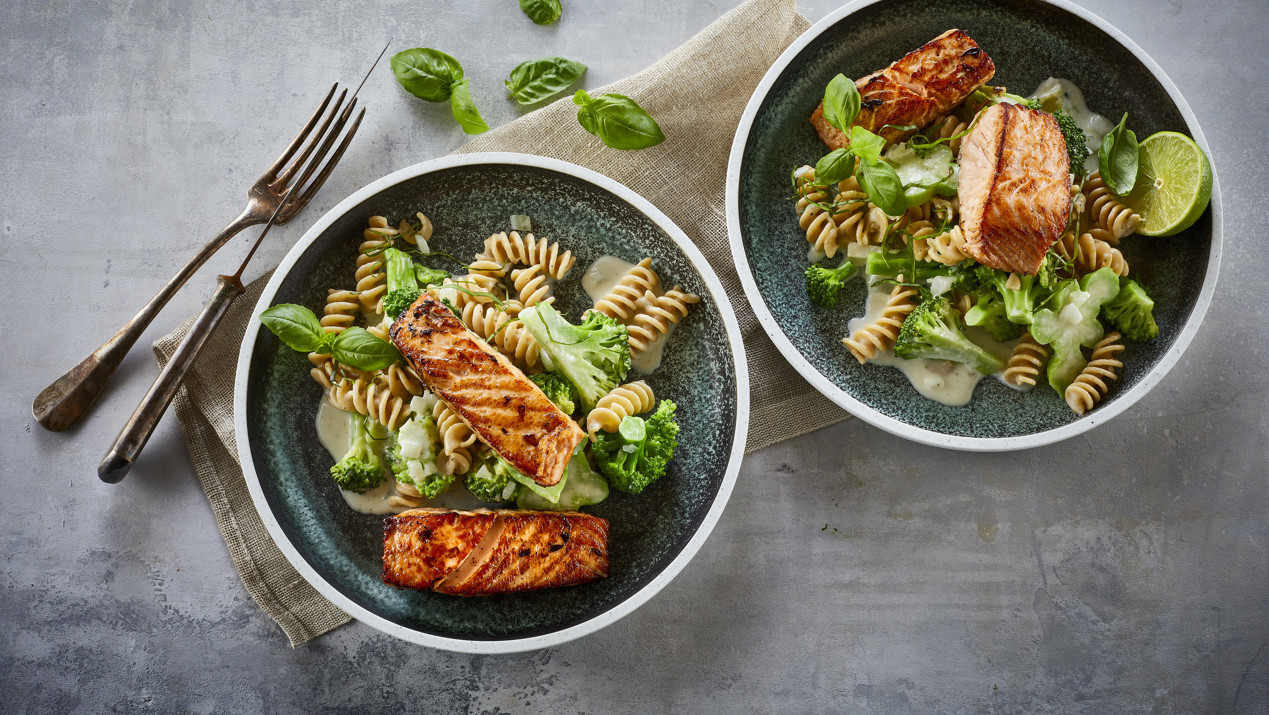 zalm en broccoli pasta