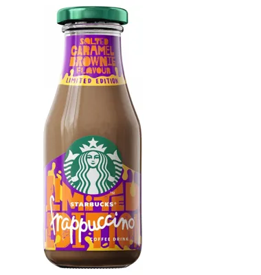 Två nyheter i Starbucks Ready to Drink-sortiment: Starbucks® Dark Chocolate Mocha med havssalt och Starbucks Frappuccino® Salted Caramel Brownie.