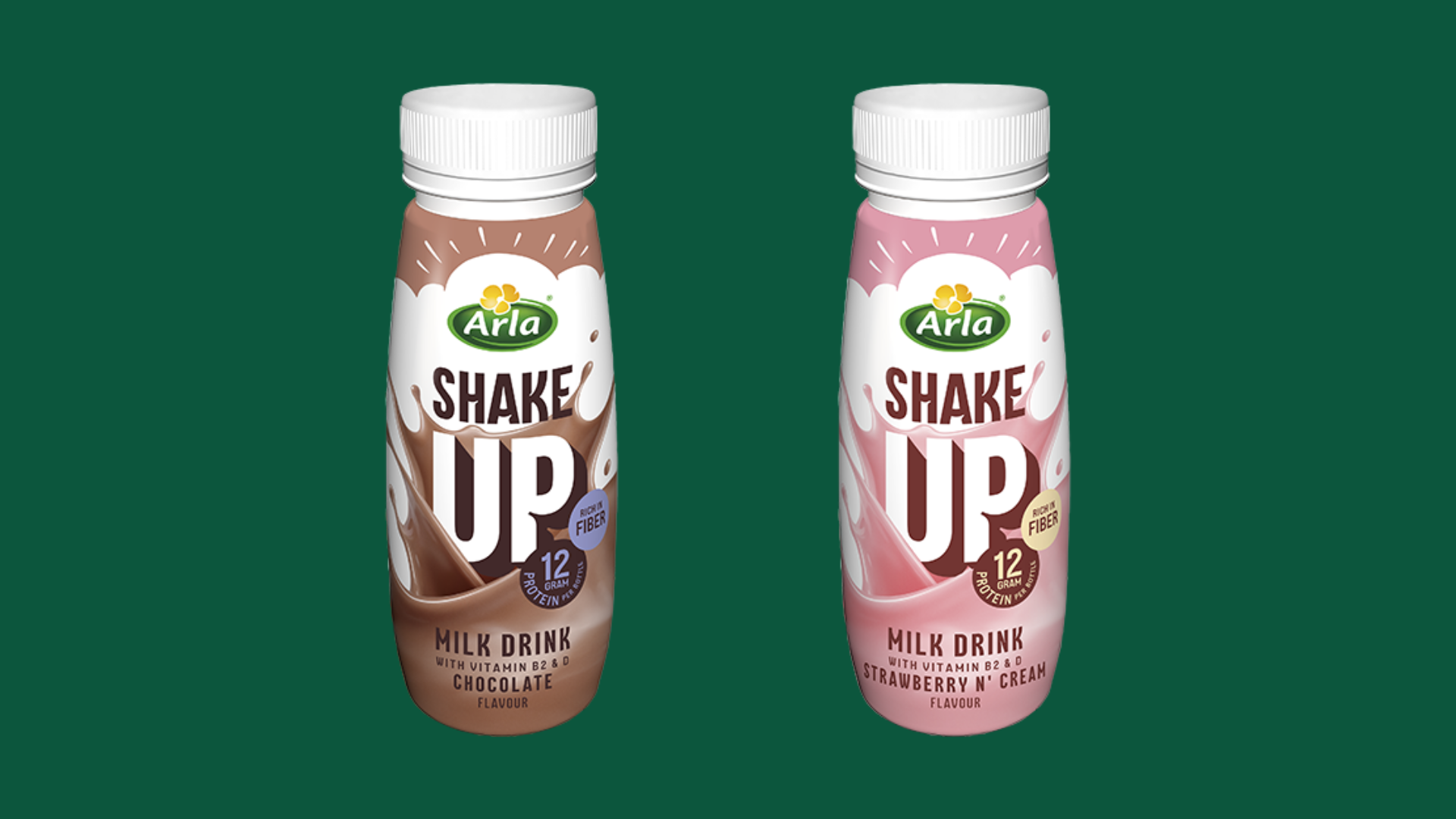 Arlas nyhet ShakeUP är en proteinrik, laktosfri mjölkdryck berikad med fibrer och vitaminer. Foto: Arla.