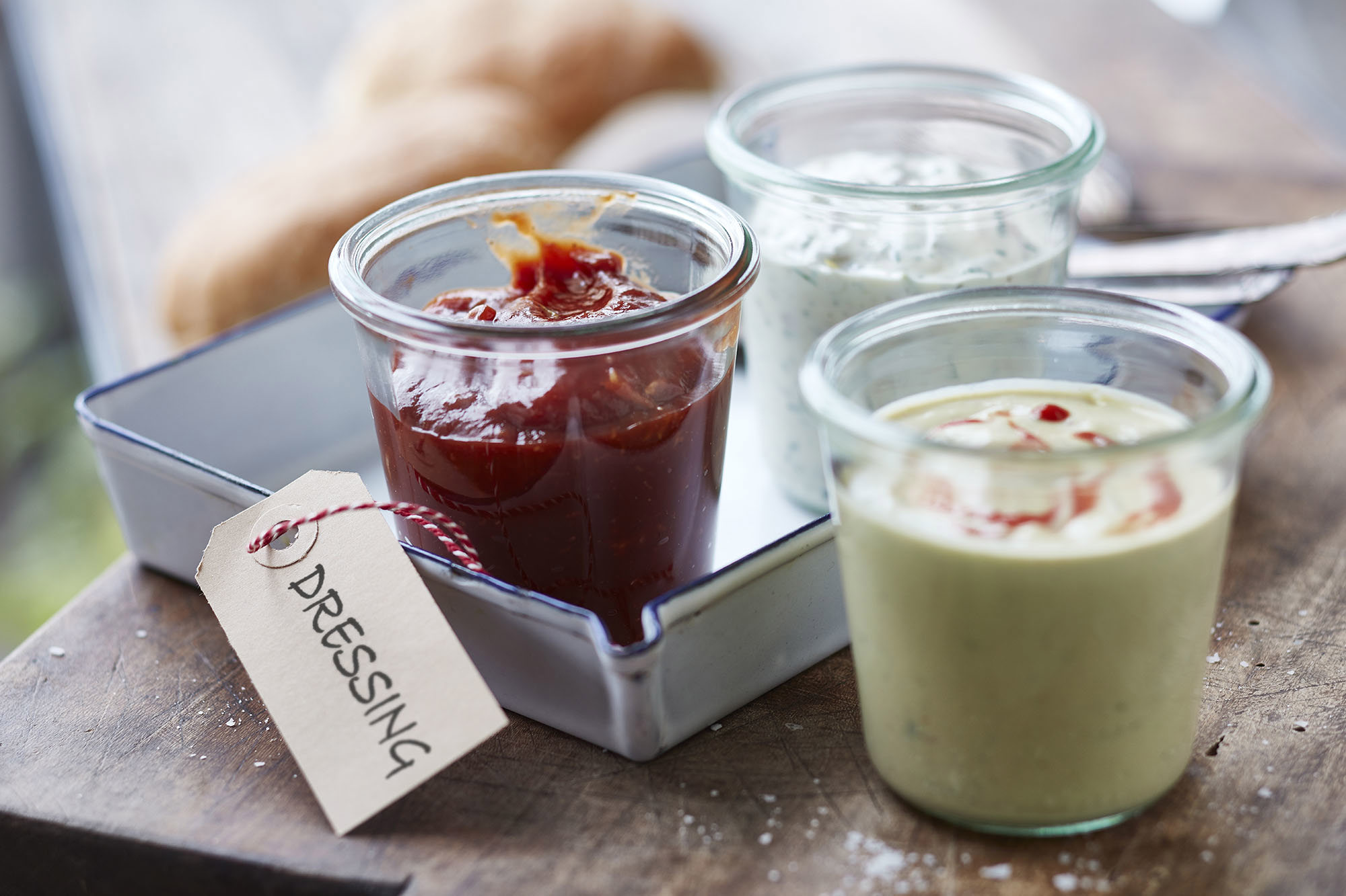 dressings in jars