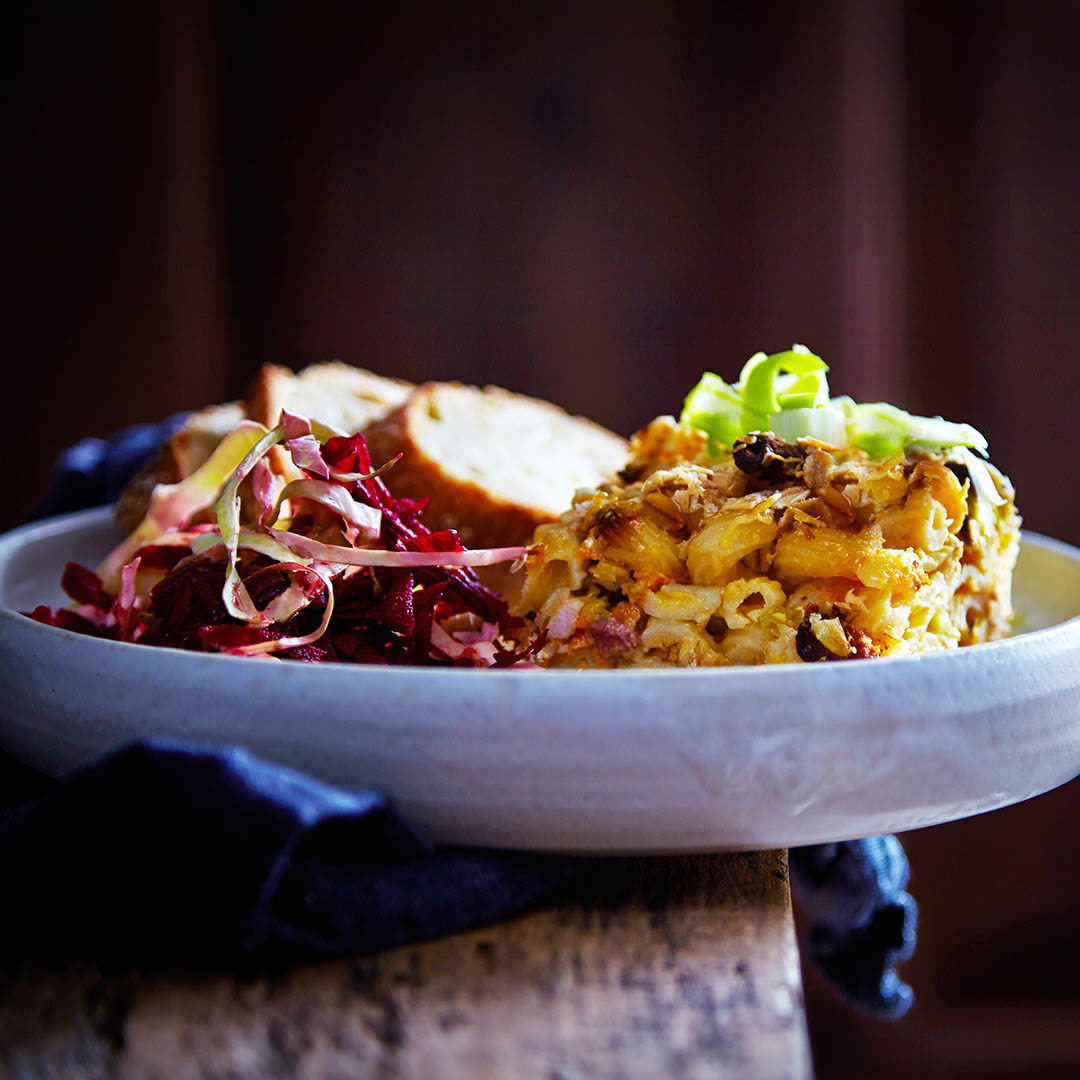 Mac&cheese with Havarti, veggies & bacon