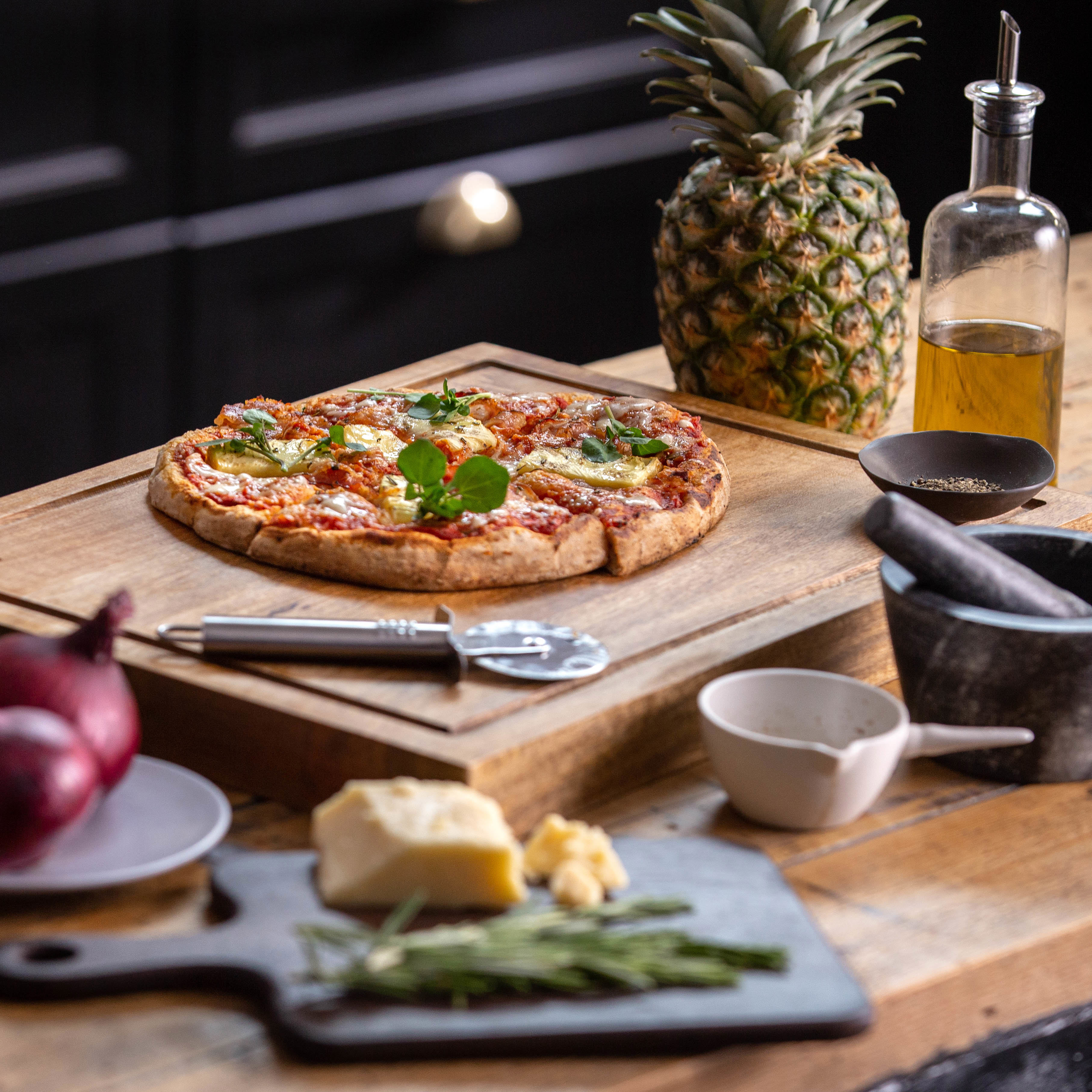 Hawaiian Pizza with Pancetta and Pineapple